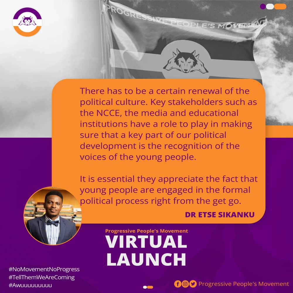 MawuliGedia's tweet image. Excerpt from the virtual launch:
Dr.Sikanku calls on all political actors to engage young people in political processes, for their opinions are needed.....💜🤍🧡🔥🔥🔥🔥🔥🔥 #NoMovementNoProgress🔥🔥🔥🔥🔥