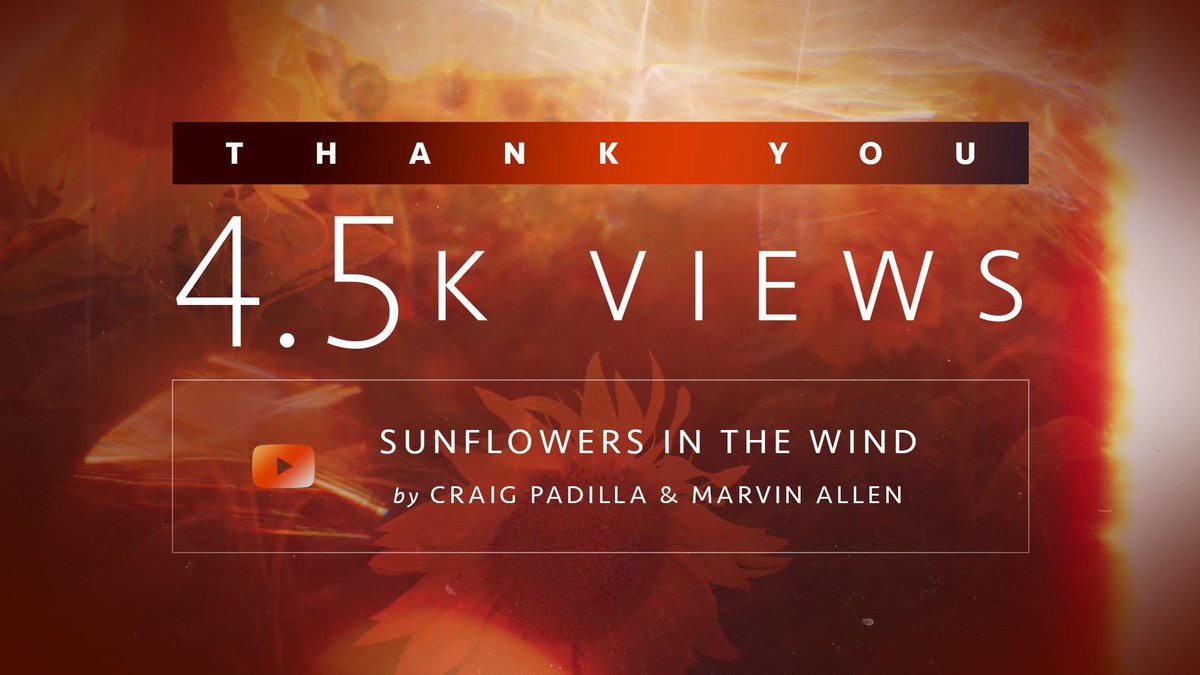 SpottedPeccary's tweet photo. ✨THANK YOU!✨ After premiering 11 days ago, the video for @CraigPadilla & Marvin Allen’s “Sunflowers In The Wind” has gotten over 4.5k views! Thanks for supporting the music! 🎹🎸Watch it now:
https://t.co/jd7rRPAFid
–
#AmbientElectronic #MusicThatInspires #ThankYou #4kviews https://t.co/0OKUKrBJ81