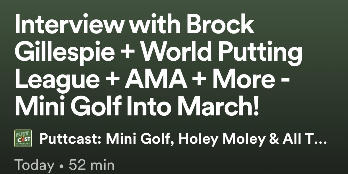 PuttCastMini's tweet image. mysterious-pebble-241.fireside.fm/episodes new episode for #minigolfmonday 
We talked w/ Brock from the National Putting Tour about west coast events &amp;amp; his history w/ the competitive game. #minigolf #miniaturegolf