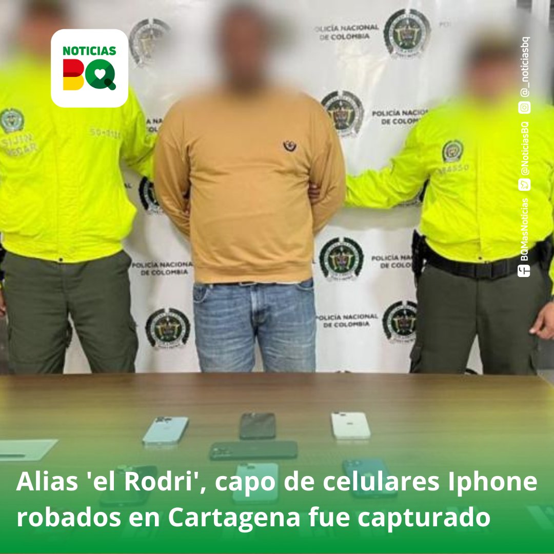 NoticiasBQ's tweet photo. Alias 'el Rodri', capo de celulares Iphone robados en Cartagena fue capturado.
Más detalles aquí 👇
https://t.co/NmYKh1a60S https://t.co/4GfDQGAcGd