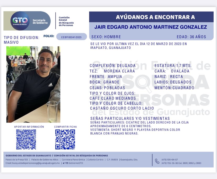 BusquedaGto's tweet photo. 🔴 #EstamosBuscando a Jair Edgar Antonio Martínez González 

🗣 si tienes información que nos pueda ayudar a dar con su paradero escríbenos o llama al 473 7353636 ext 3881 o al 4731396457 🔍 ☎️

🔎 #BúsquedasGto https://t.co/rMJ4W11mx6