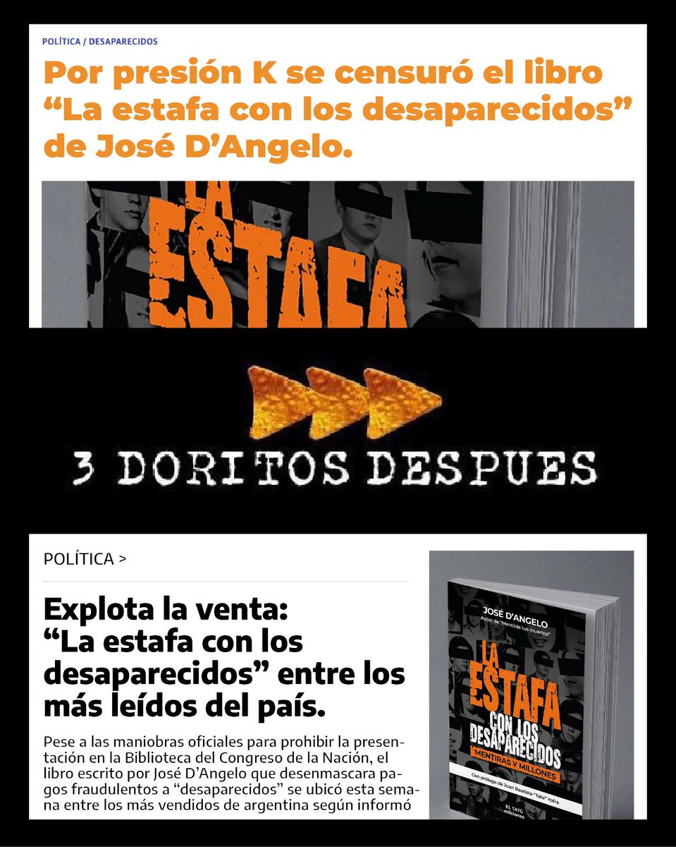 #librocensuradoxlosK
Hacemos público el agradecimiento a nuestra gerenta de marketing estrella <a href="/ceciliamoreauok/">Cecilia Moreau</a> por la censura realizada.

#estafadesaparecidos #laestafaellibro #nofueron30000 #nofueron30mil #nofueronjovenesidealistas #DesaparecidosTruchos #abranloslegajos