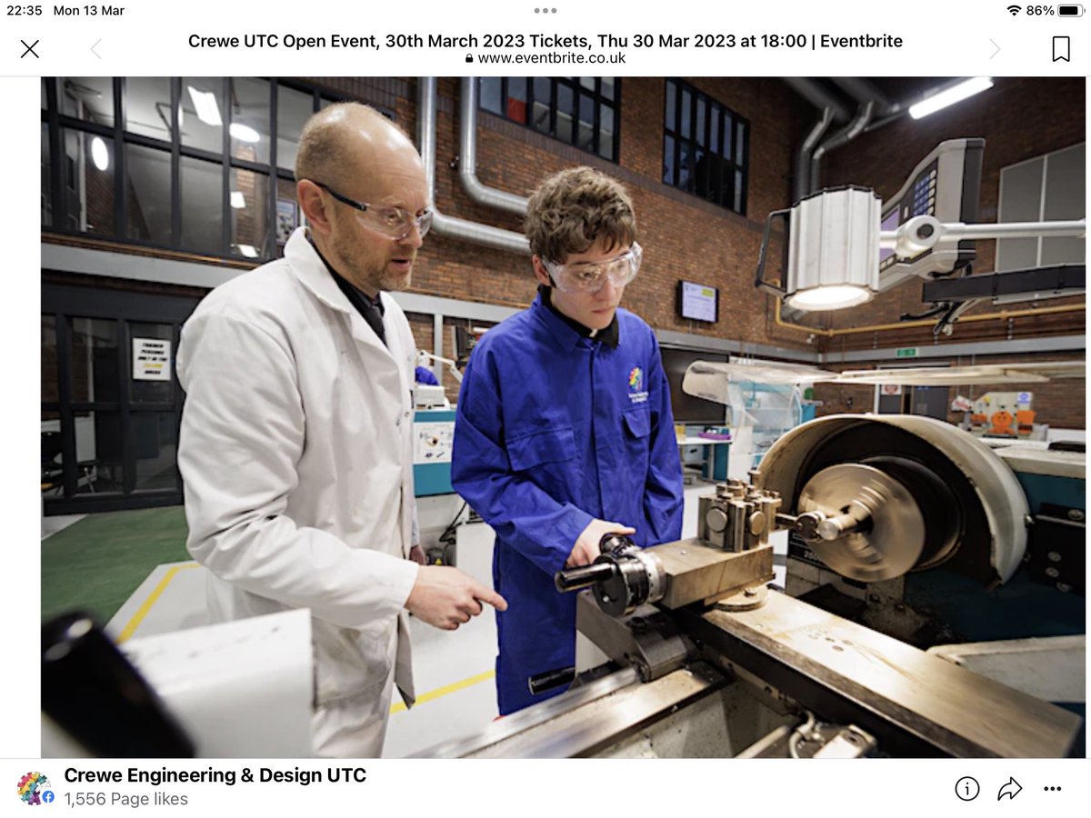 @CreweUTC Your photo on your website of an instructor instructing a young lad on a centre Lathe in which could end in tragedy or serious injury,I served a 6 year apprenticeship in engineering and it was a strict rule was to roll up your sleeves in case it got caught on the revolving chuck
