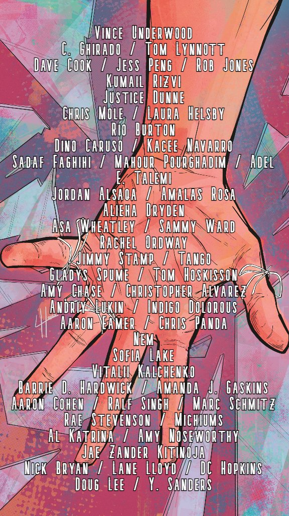 SpotlightComics's tweet image. Big shout out to everyone who will be taking part in Always the Same Story #1! Below are all the chosen participants. 

Each line shows a different creative team, who'll come together to produce 28 one-page stories about memory and forgetting.