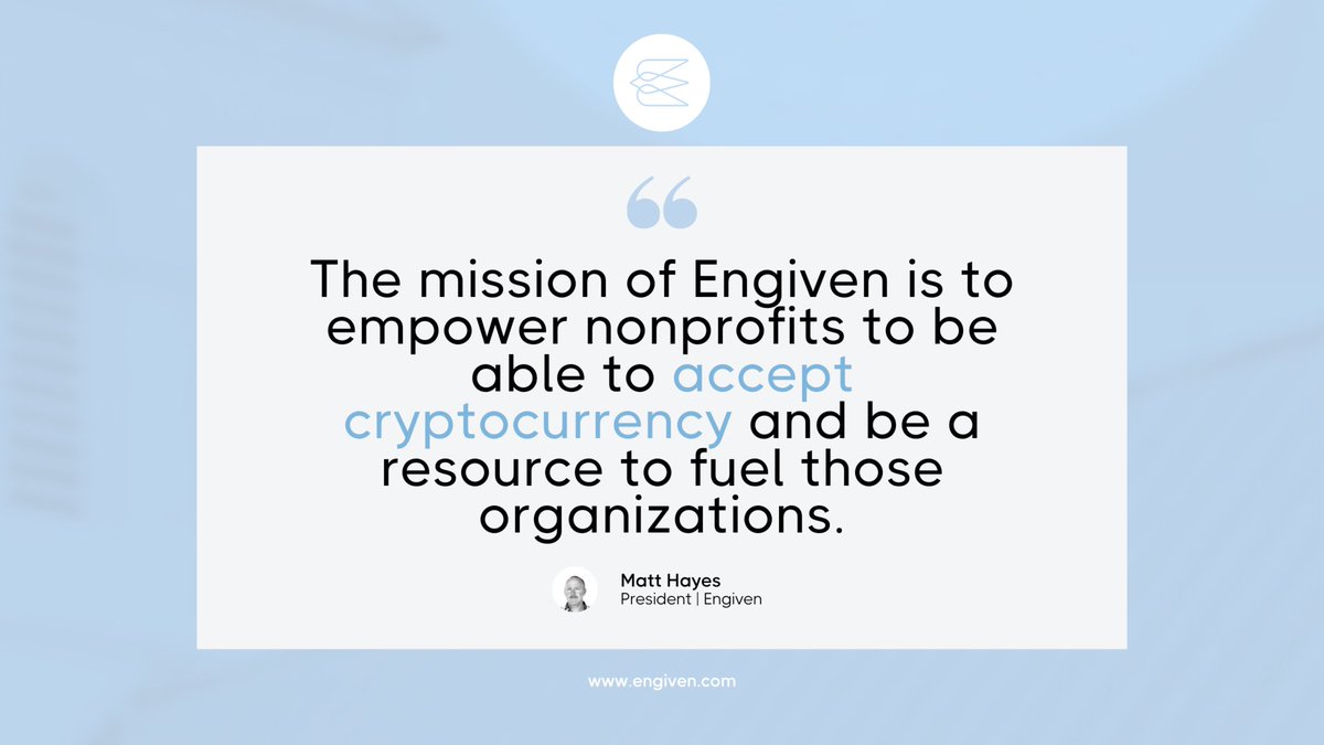 engiveninc's tweet photo. Cryptocurrency is more than just a digital asset - it's a means of creating positive change. 💰✨ Engiven is proud to be a resource for nonprofits looking to harness this power and make an impact.
🗣️ @mogivmatt 
#positivechange #cryptocurrency #nonprofits #engiven https://t.co/DEgNSBBfjL