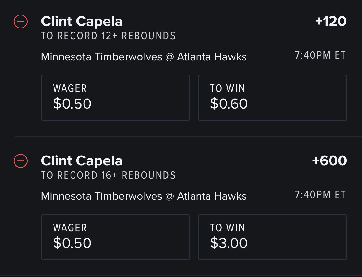degenswin's tweet photo. Twitter 🪜 Capela 12 &amp; 16 - .5u each

Hawks need to win, that starts with boards 🎯 https://t.co/CdOEDNAjYW