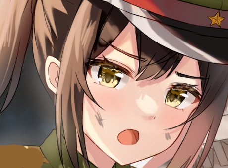 1girl solo brown hair hat open mouth military military uniform  illustration images