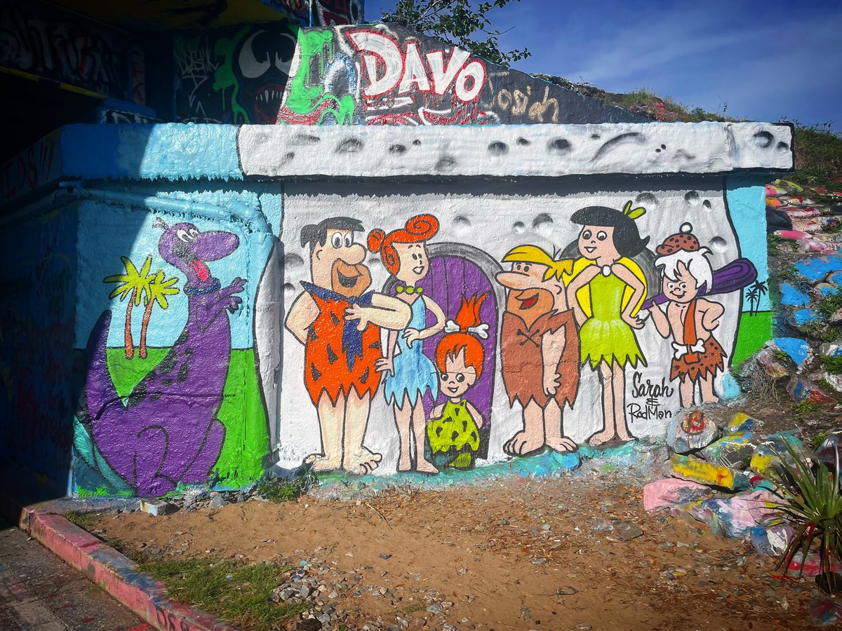 onlyinpensacola's tweet photo. Yabba Dabba Doo! #theflintstones 
Art by: Sarah &amp; RodMan #thegraffitibridge #yabbadabbadoo #rodmanvisions https://t.co/ojFbwzdUey