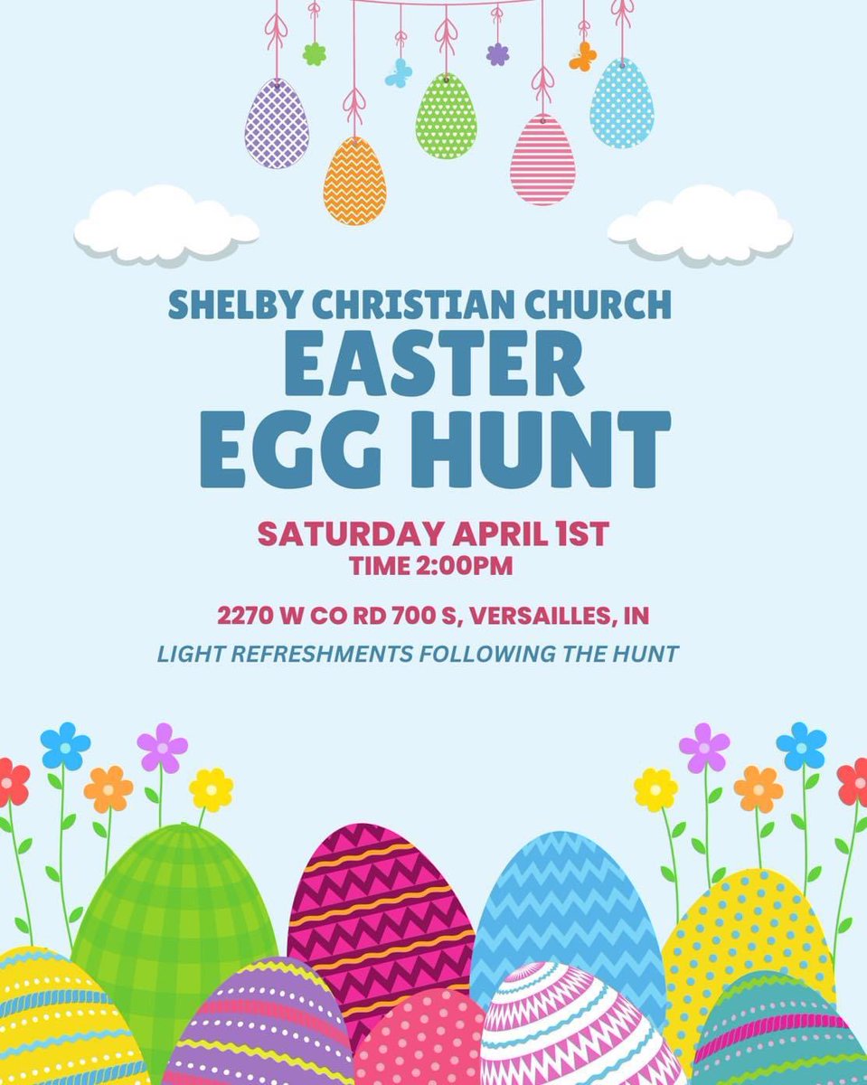 Join us for our Easter Egg hunt on April 1st at 2:00!! Notice it’s on Palm Sunday weekend not Easter weekend so please tell your family members that normally come!!  Yes, even thought it’s on April fools day it’s no joke!!! We will really hunt eggs at 2:00 on April 1st 😆!