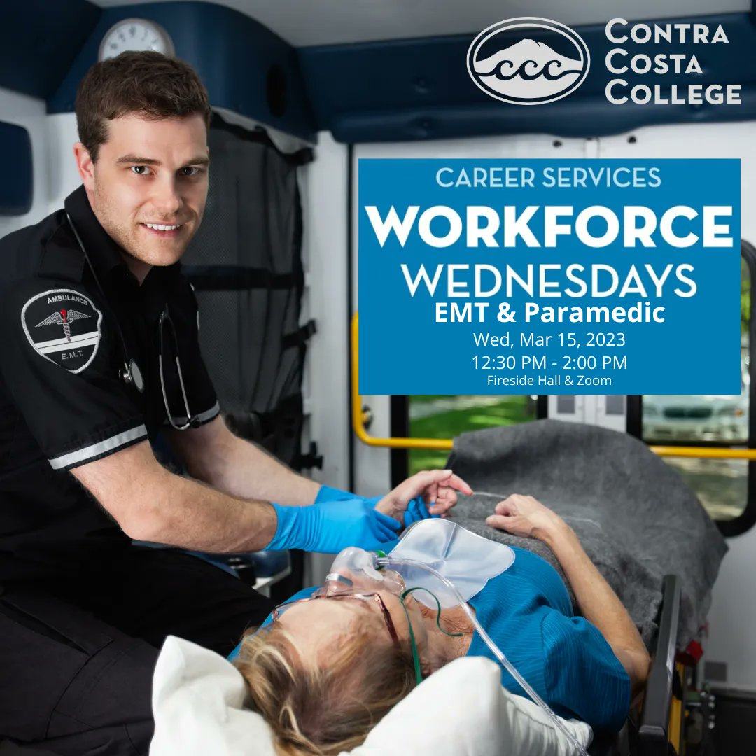 Check out the second Workforce Wednesday semester event, Wednesday, March 15, at 12:30p.m. highlighting our EMT &amp; Paramedic programs.
Students who can attend on-site &amp; stay for the entire event taking advantage of the Resume Workshop following the panel can earn a $25 gift card!!