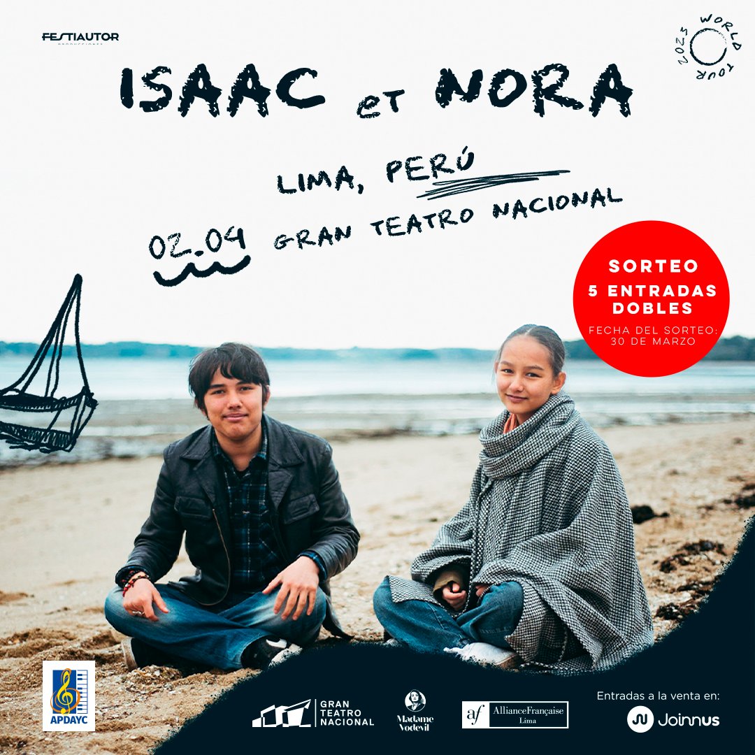 AFLima_Oficial's tweet photo. 🎉SORTEO🎉

🚨GANA 1 ENTRADA DOBLE para ver a Isaac et Nora en el  @GranTeatroNac este 2 de abril.

✔️Síguenos en Twitter.
✔️Etiqueta a quién llevarás.
✔️Dale ❤️ y RT.

👉Serán 5 afortunados. Sorteo: 30 de marzo.

Bonne chance à tous!

#AFCultural #ConciertoEnLima #Sorteo https://t.co/vujQDLFDm7