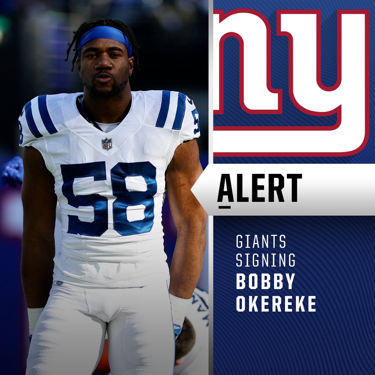 Giants agree to 4-year, $40M deal with LB Bobby Okereke. (via @rapsheet)