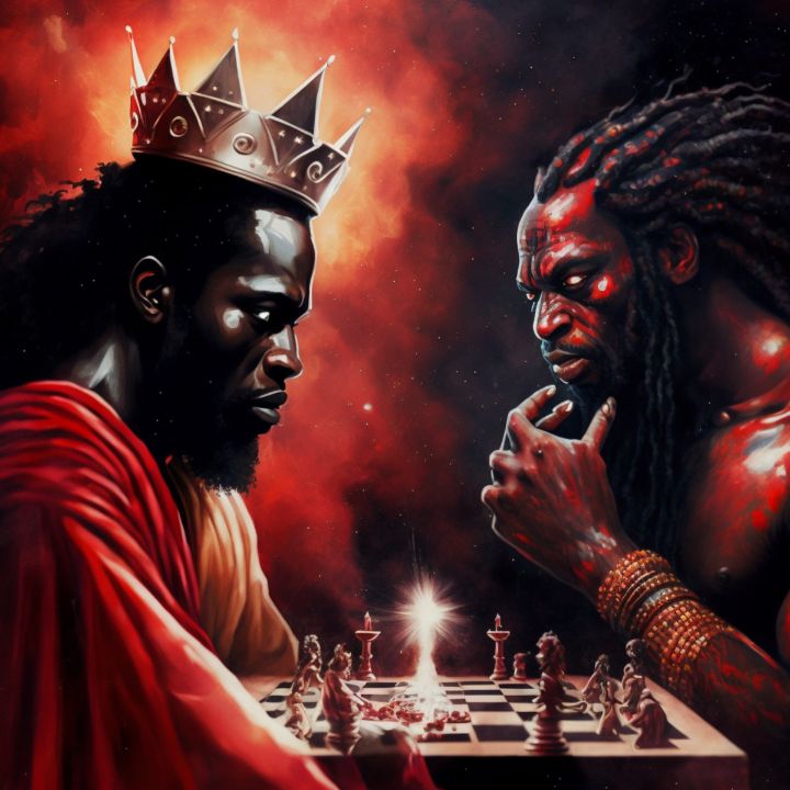 DaWarchild1's tweet photo. Art of the Day: "Canvas/Wall Art God Vs Red Devil2". Buy at: https://t.co/LFoclzxVqT https://t.co/C9HN82QaG0