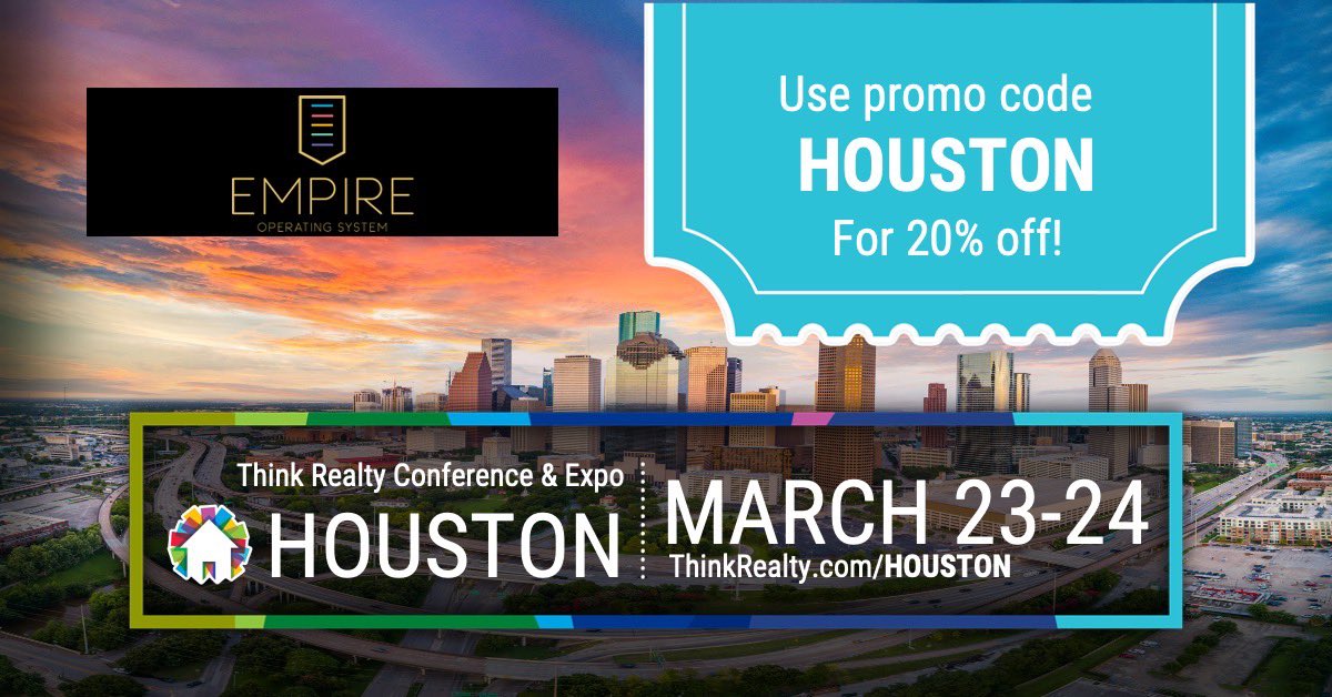 TannehillJdt's tweet photo. Come hang out with us at the @WeThinkRealty conference! You can use our discount code at check out to receive a 20% discount. #ThinkRealty #BuildYourEmpire https://t.co/YBYjdnecJV