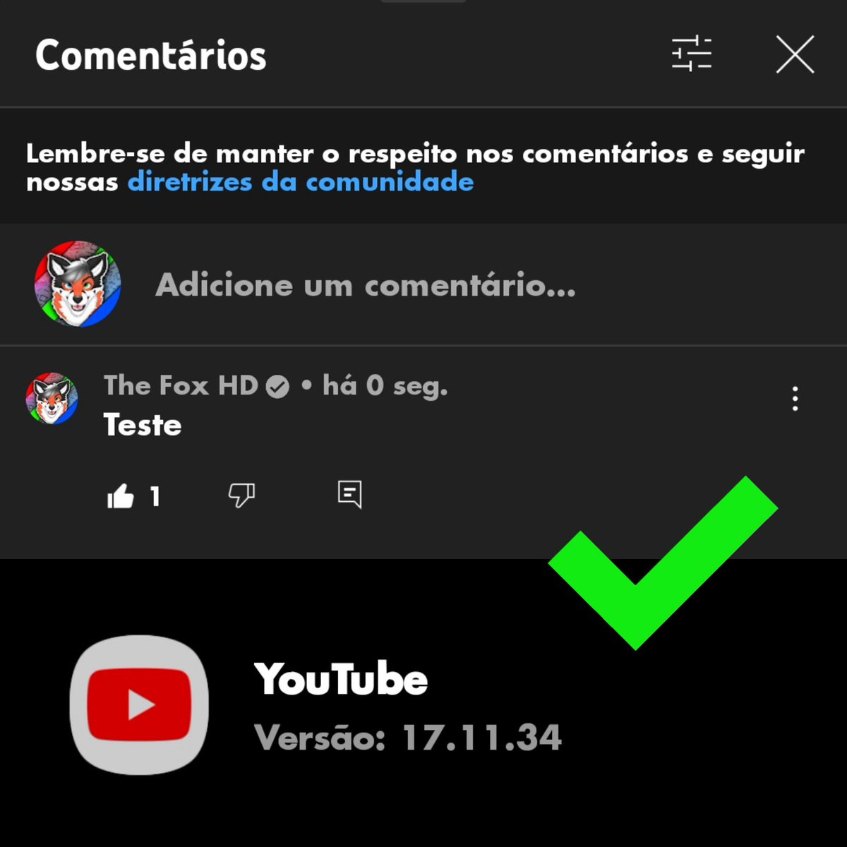 Raposahd's tweet photo. @TeamYouTube @YouTubeBrasil
Estou tendo um problema com a nova versão do app do Youtube! A versão 17.11.34 funciona perfeitamente!!
Porem depois de uma atualização na Playstore, A versão 18.09.37 não está mais comentando! Eu ja apaguei o cache mas não resolve! só fica girando! https://t.co/M8MNN6LxRA
