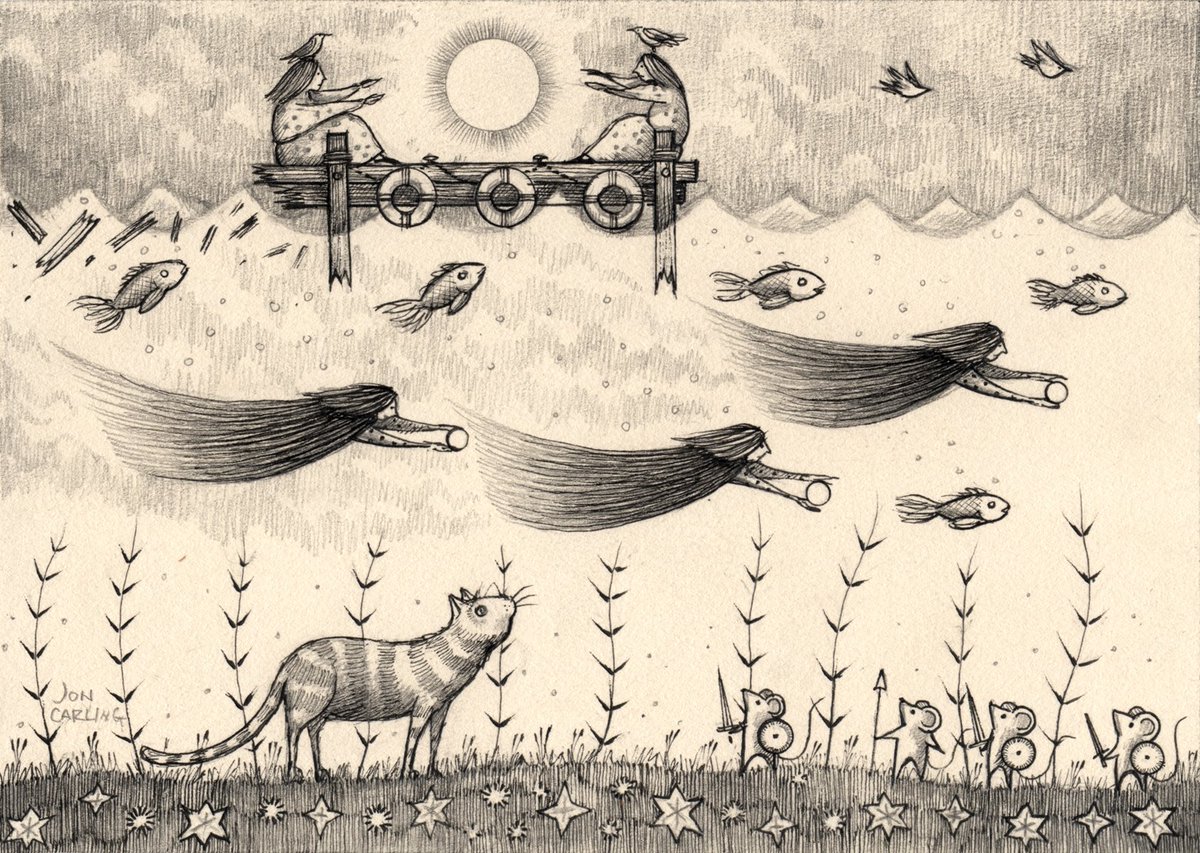 A broken pier in the wavy sea.
#drawing #sydbarrett