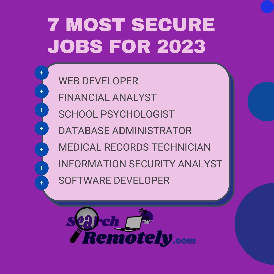SearchRemotely's tweet image. Hi #collegestudents #collegestudent #recentgraduates #recentgrads are you still trying to figure out the #jobmarket Here are the 7 Most Secure #jobs for #jobsecurity according to US World Report