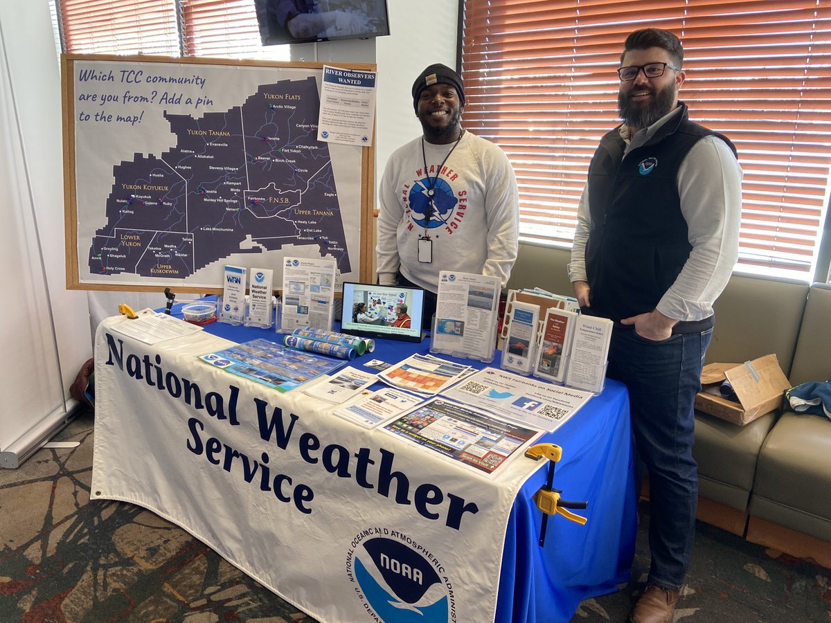 NWS is at the Tanana Chiefs Conference Annual Convention this week in Fairbanks. We have met many people from communities across the Interior. This is a great event for us to hear about the current ice conditions and also share information about the upcoming spring breakup. #akwx