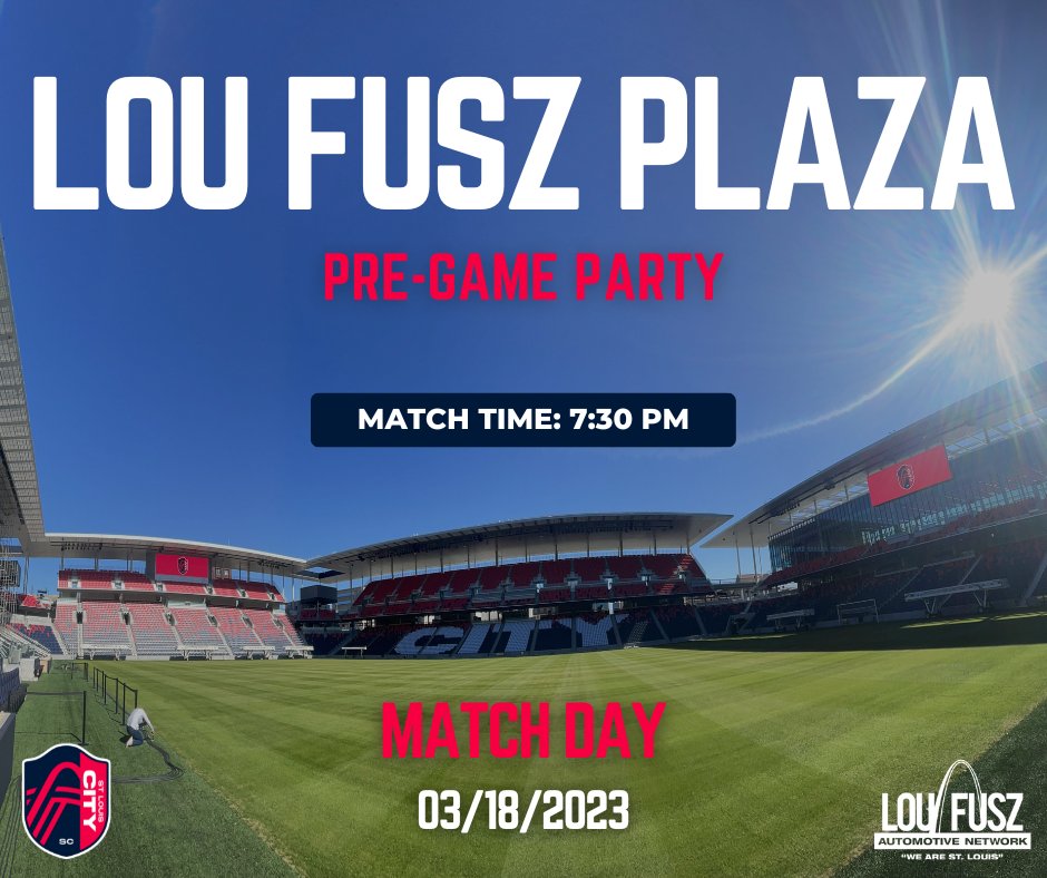 We want to see you out at Lou Fusz Plaza this Saturday, March 18th for the pre-game fun! There will be fun for the whole family, and we hope to see you there! 

#loufuszautomotivenetwork #wearestlouis #stlcitysc #soccer #fuszfamily #loufusz #stl #mls #gametime