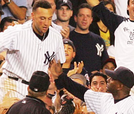 Baseball In Pics on X: Derek Jeter dives into the stands, July 1