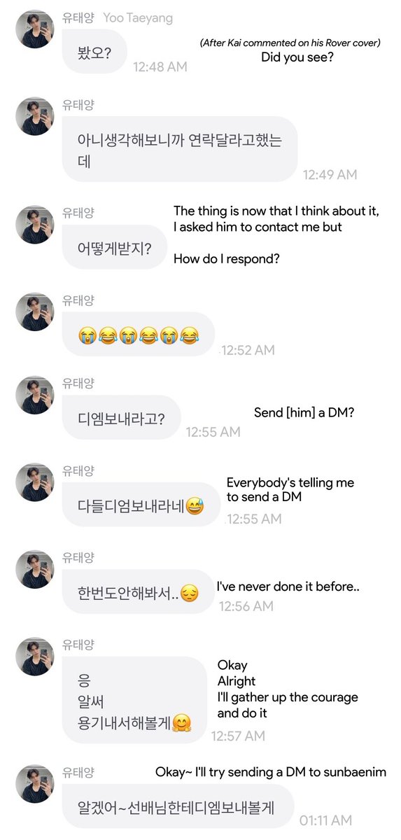 kaiarchived's tweet photo. Full translation of SF9 Yoo Taeyang and Kai asking their fans for advice on how to initiate a conversation with each other 😄💛

#KAI #카이 #엑소카이 #KAI_Rover https://t.co/GypyzmcrOn