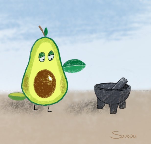 MarkSpuddle's tweet image. Birb-style avocado for #SCBWIDrawThis