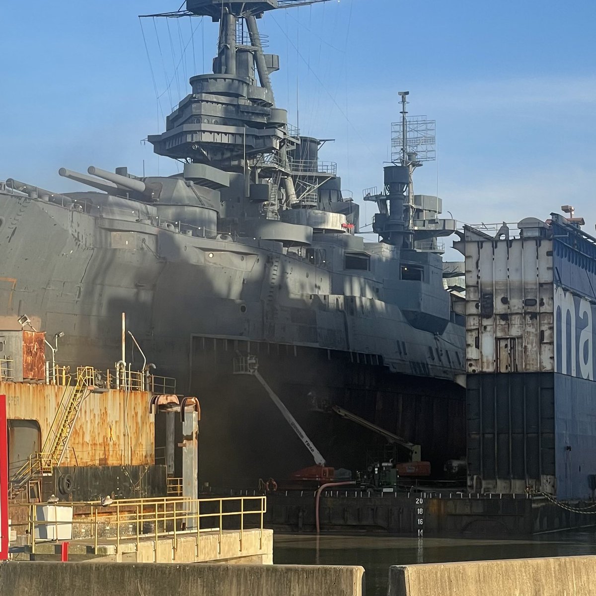 Just a little bit of sandblasting on the hull this afternoon to close out the day.