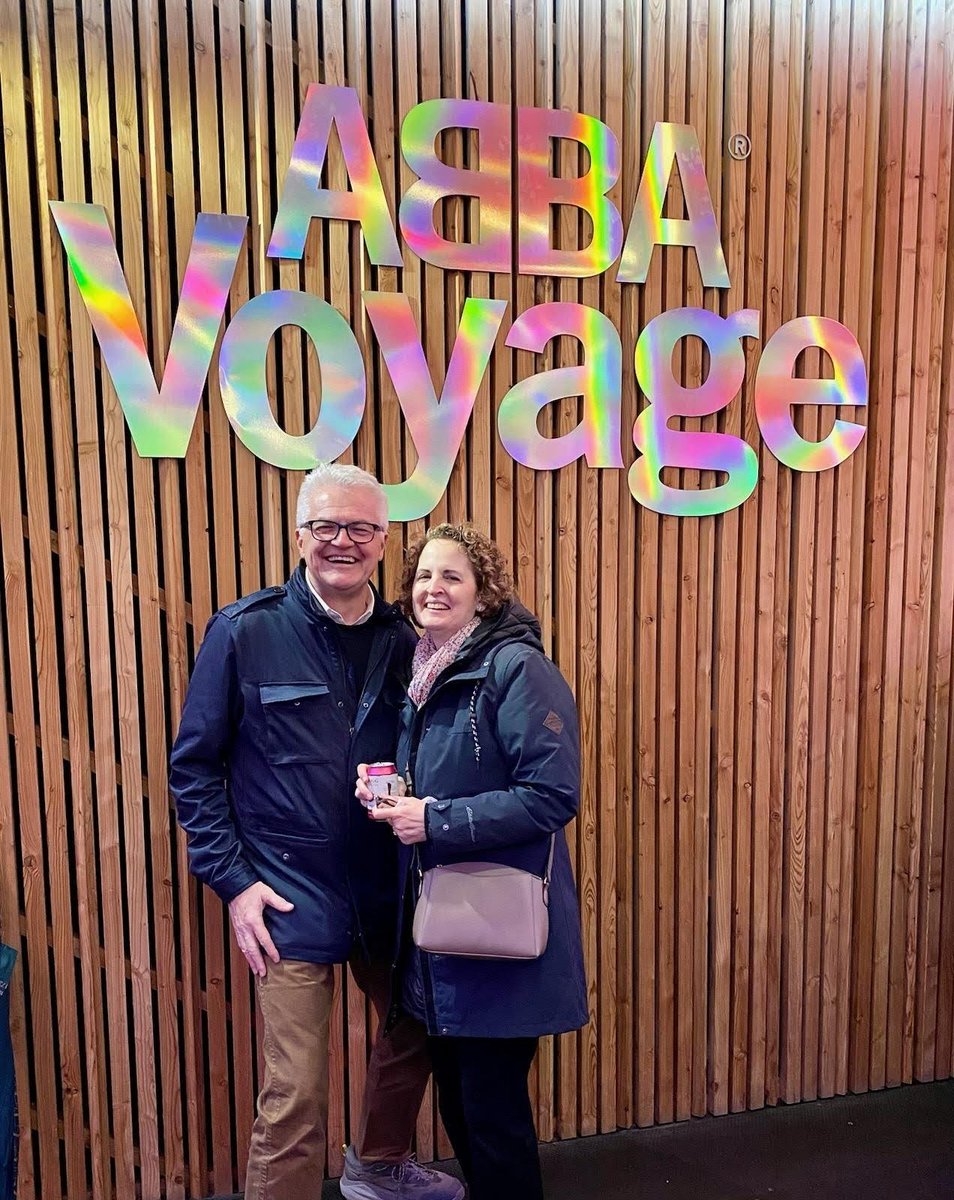 person_doug's tweet photo. We're in London and just saw the extraordinary #ABBAVoyage concert.  A truly unbelievable virtual rendering of the legendary band playing the best songs from their catalogue.  It is a "must see"!! https://t.co/kvw1Ywlzso