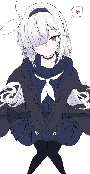 「bow hairband grey hair」 illustration images(Latest)