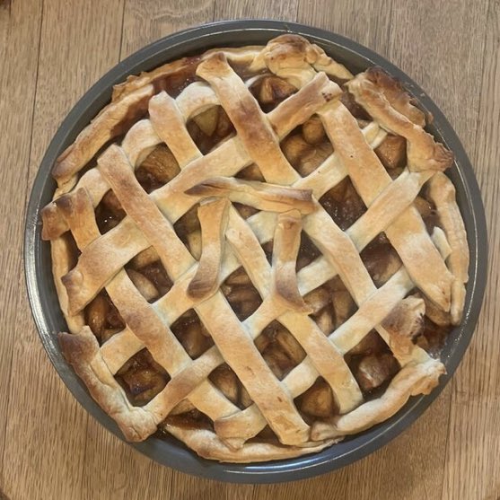 A fresh ginger apple pie for PI day (March 14). Recite PI to 14 decimals and get a free slice in our taproom! #piDay2023 #Vancouver #CraftBeer