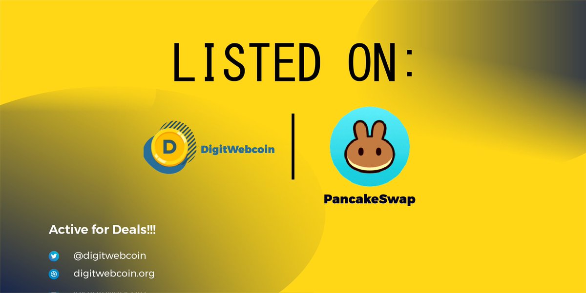 maddiiedev's tweet photo. Bag more $Digit coin and be financially free today @Digitwebcoin
Available on Pancakeswap
Contract Address:
0xba8b88598e1d4990CcCE348288923b8cDA15952A
#Digit #Digitweb #Crypto #launched https://t.co/2wFqKDHXny