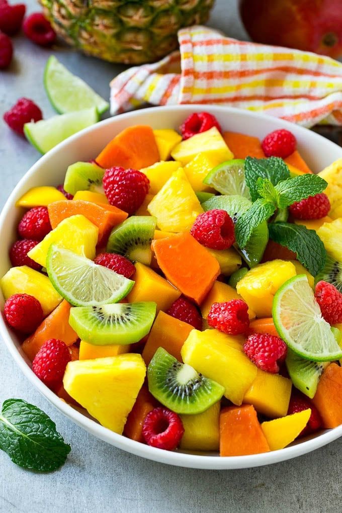 Summer salad raspberries, pineapple, papaya, kiwi add some lemon and mint leaves for taste. #vegan #healthy #green #fruits #vegetable #salad #summer #nodrugs #nowar