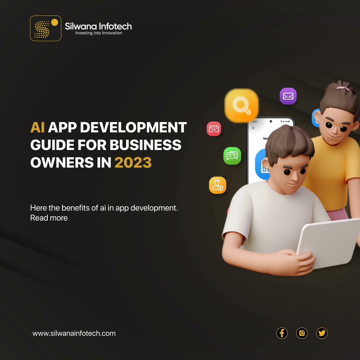 Silwatech's tweet image. AI App Development Guide for Business Owners in 2023 &amp;amp; Beyond. Here the Benefits of AI in App Development. Read More 
buff.ly/3ldmZLJ
#SilwanaInfotech #AIApp #AIAppDevelopment #AppDevelopmentCompany #Dubai #UAE