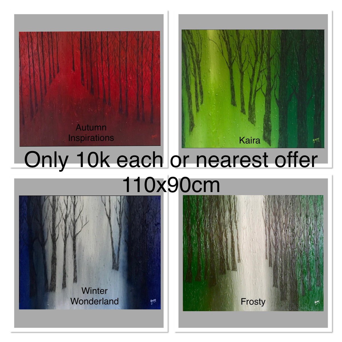 geminivaghela's tweet photo. Only 10k each or nearest offer
110x90cm
Free delivery in lavington
0704262209
.
.
.
#art #painting #nairobi #kenya #kenyanartist #artcollector #artcurator #artdealer #artadvisor #nature #trees #abstract #floatingtrees https://t.co/3cqWOZVfsz