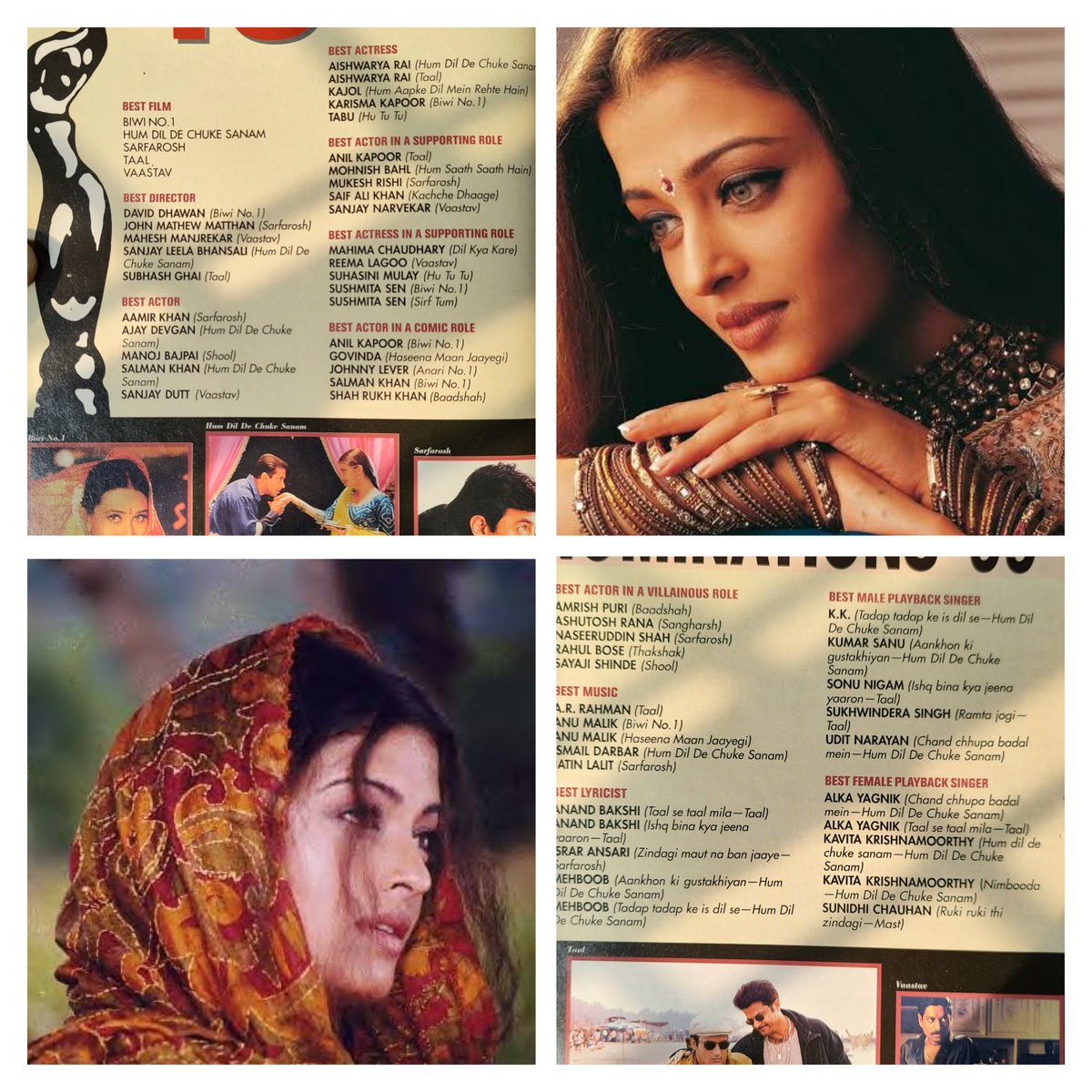 45th Annual Filmfare Awards
When #AishwaryaRaiBachchan was nominated in Best Actress Category for 2 movies. 
#HumDilDeChukeSanam
& #Taal