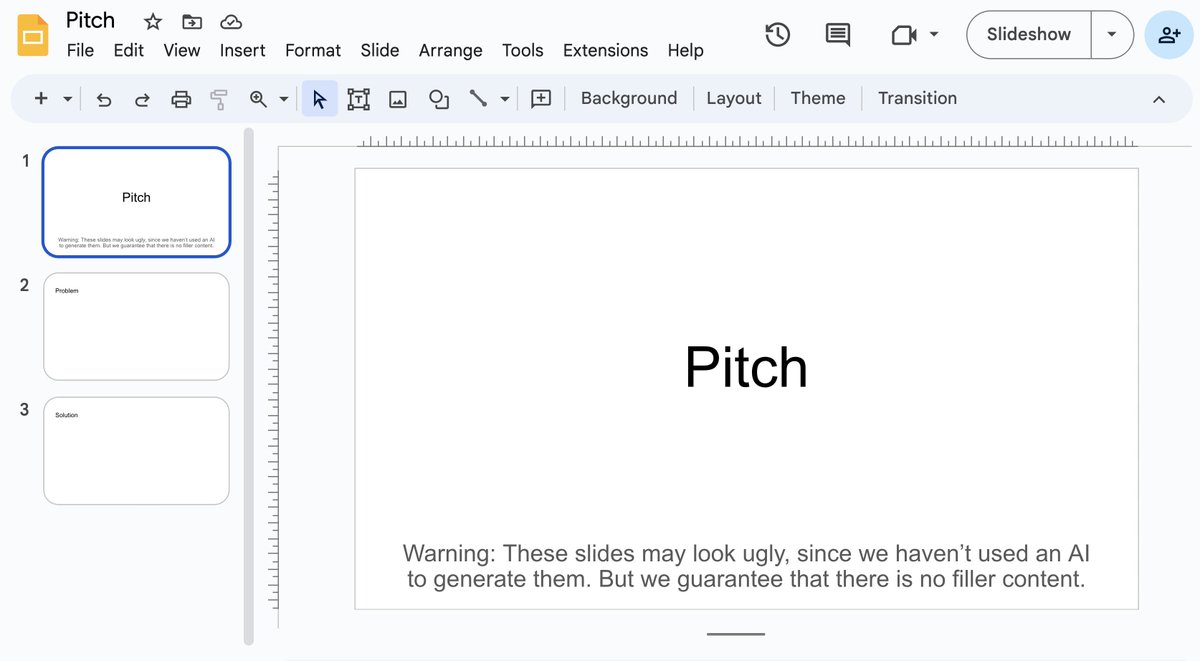 With the abundance of AI-generated content, 
I'm considering using this slide format going forward.