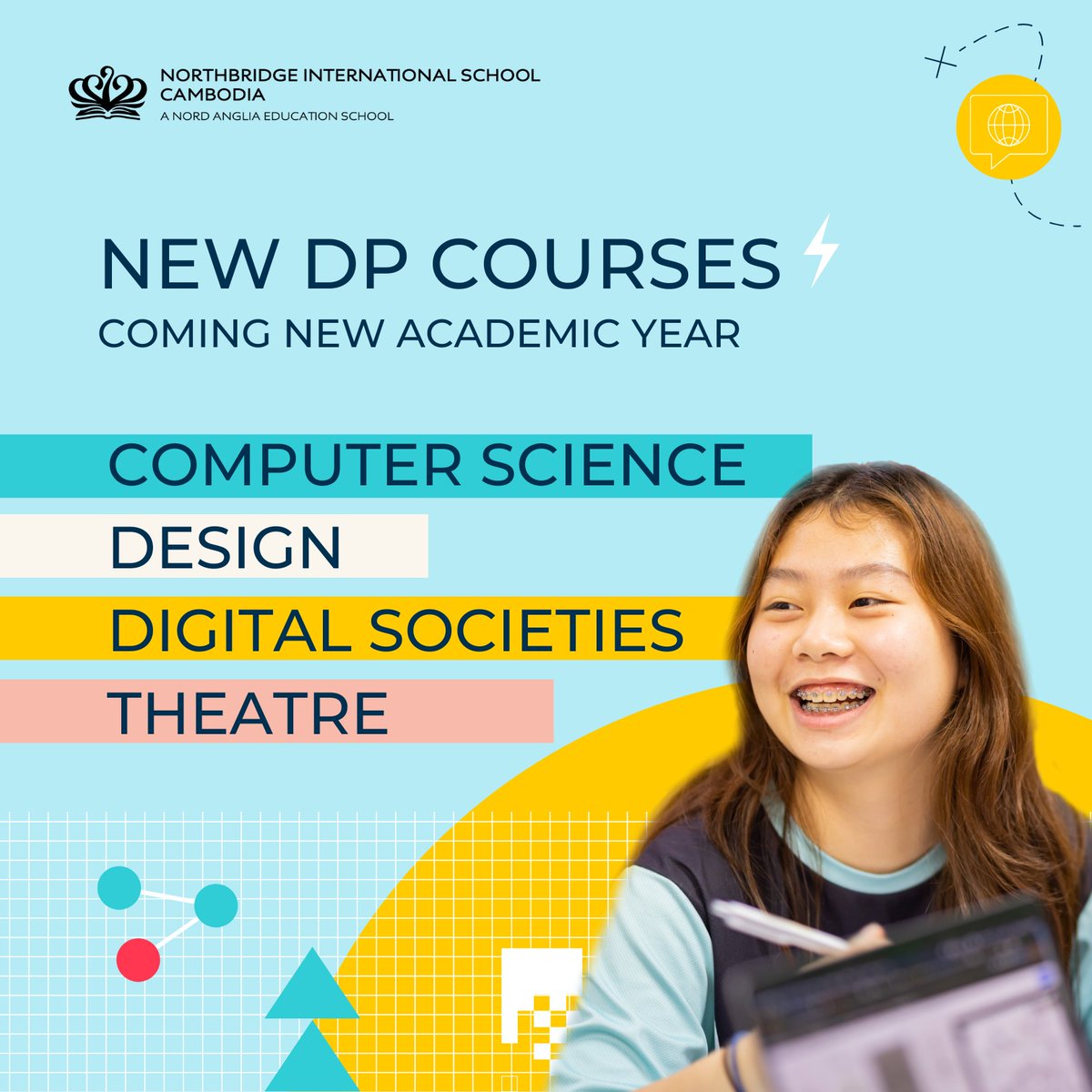 northbridgecam's tweet image. Here at NISC, we are excited to be offering a wide breadth of subjects for the IB Diploma next year, including four new courses: Computer Science, Design, Digital Societies and Theatre, two of which we are the only school offering in all of Cambodia!
#nisc #IBDP #CreateYourFuture