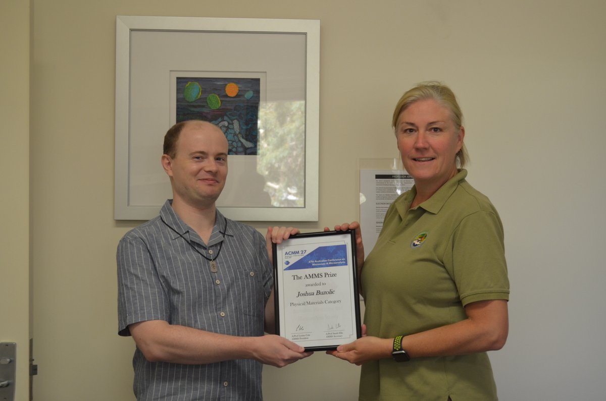 ProfRobAtkin's tweet photo. Congrats to @JJBuzolic for winning the AMMS Prize for the Physical Sciences for best student talk at #ACMM27!

Thanks to Martin Saunders, Peta Clode, Hua Li and @CMCA_UWA for organizing the conference.

@UWAresearch @ScienceUWA @SMS_UWA https://t.co/wqJRJaVjkc
