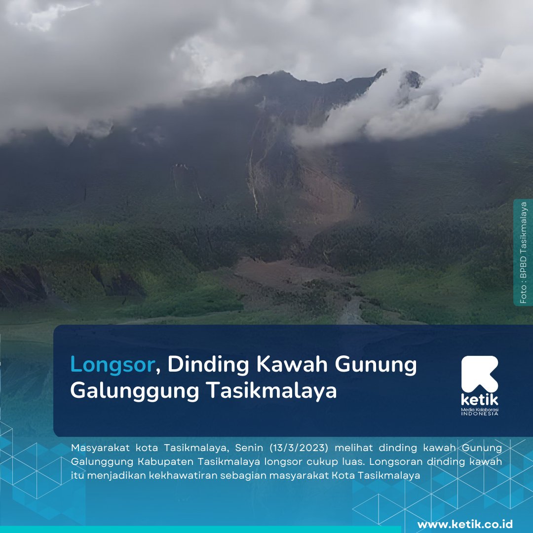 Longsor, Dinding Kawah Gunung Galunggung Tasikmalaya 

 Sumber: Ketik.co.id | Media Kolaborasi Indonesia. 
 ketik.co.id/berita/longsor…

#longsor #bencanaalam #galunggung #gununggalunggung #tasikmalaya #beritatasikmalaya #bencanalongsor #beritajawabarat #beritaterbaru