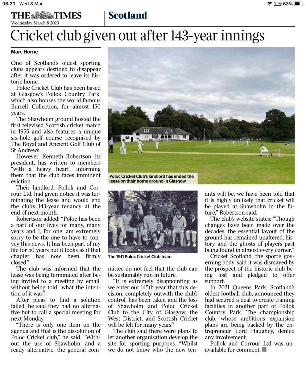 WG_RumblePants's tweet photo. This sounds like another instance of a historic cricket club being driven out of its home by a greedy landlord. 

It could be the plot of a bad film except here, tragically, it’s true.

Hopefully #CricketTwitter will stand with @poloccricket and spread the word. Let’s stop this! https://t.co/RbFak5J0Tx
