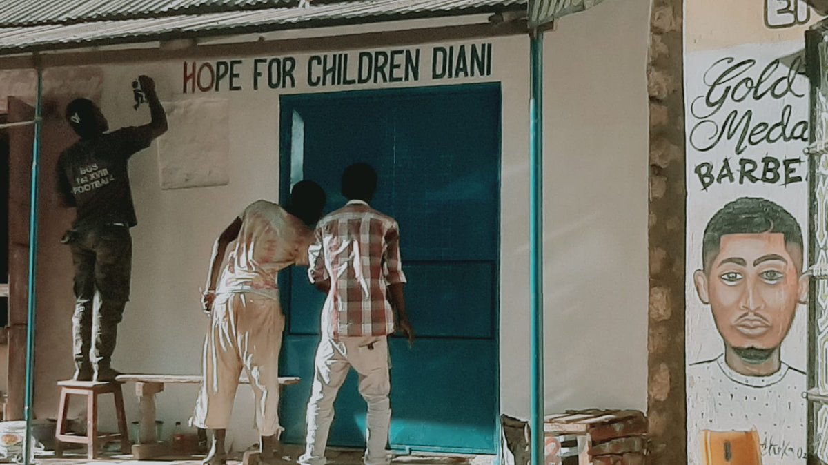 Hope4ChildDiani's tweet photo. Work is in progress 🙌 💪.  It's very lovely 😍 👌 seeing the wonderful progress of our new office space.  Thanks a lot to Sauti Tumaini for sponsoring the painting and artwork. https://t.co/WWFbjG4Mwr
