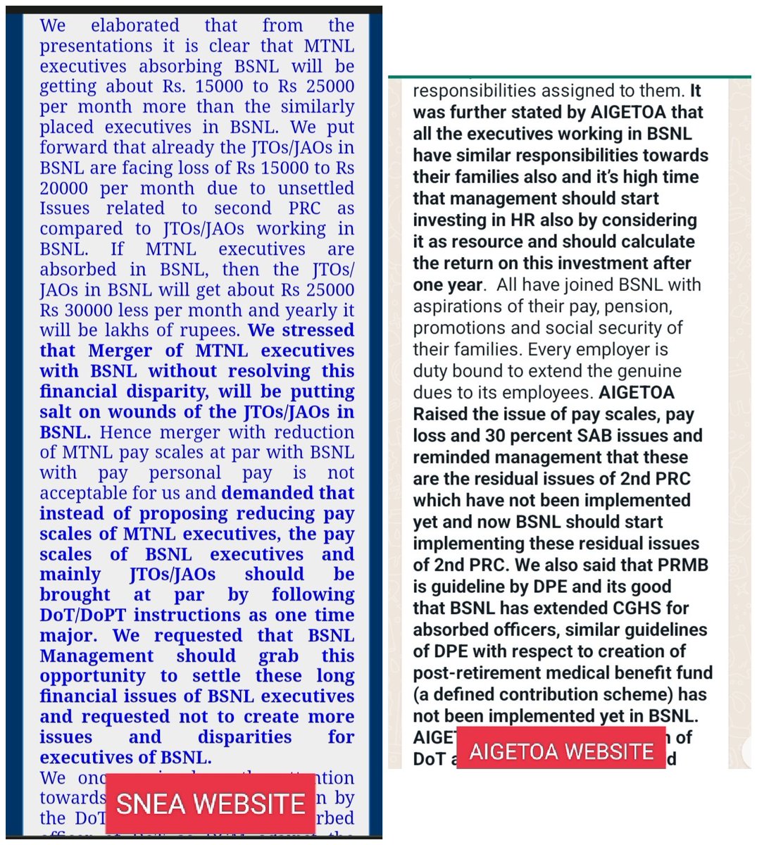 Shailendra Kumar Singh (@shail080385) on Twitter photo <a href="/sneachq/">Sanchar Nigam Executives' Association (SNEA)</a> <a href="/aigetoachq/">AIGETOA , Recognised Association of BSNL</a> <a href="/vivekkumar9415/">V K Singh</a> <a href="/ravishil/">Ravi Verma</a> <a href="/pavitrahcst/">Pavitra Singh</a> <a href="/TatababuKaranam/">TATABABU KARANAM</a> <a href="/manoj_singh22/">Manoj Singh,GS AITEEA</a> Sir,We got downgraded in Pay scale,even Management didn't implemented Khan Committee recommendation.
We request you all, to fight TOGETHER to resolve our Pay Anomaly issue as you promised. <a href="/sneachq/">Sanchar Nigam Executives' Association (SNEA)</a> <a href="/aigetoachq/">AIGETOA , Recognised Association of BSNL</a> <a href="/vivekkumar9415/">V K Singh</a> <a href="/ravishil/">Ravi Verma</a> <a href="/pavitrahcst/">Pavitra Singh</a> <a href="/TatababuKaranam/">TATABABU KARANAM</a> <a href="/manoj_singh22/">Manoj Singh,GS AITEEA</a> Sir,We got downgraded in Pay scale,even Management didn't implemented Khan Committee recommendation.
We request you all, to fight TOGETHER to resolve our Pay Anomaly issue as you promised.