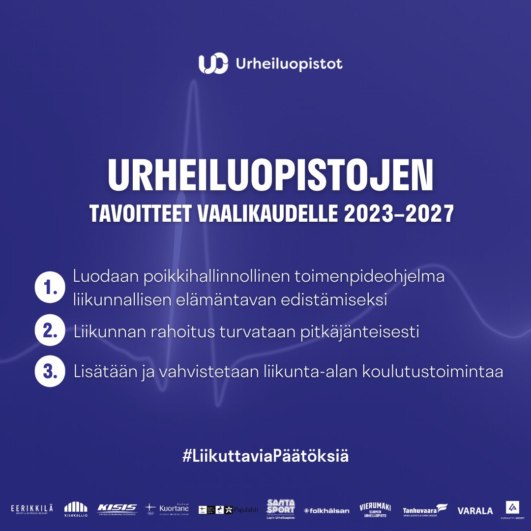 Urheiluopistot vaatii tulevalta hallitukselta #LiikuttaviaPäätöksiä. Lue ehdotuksemme toimenpiteistä, joilla  liikunnan edellytykset turvataan pitkäjänteisesti!
kuortane.com/liikuttavia-pa…
<a href="/kokoomus/">Kokoomus</a> <a href="/demarit/">Sosialidemokraatit</a> <a href="/persut/">Perussuomalaiset</a> <a href="/vihreat/">Vihreät - De Gröna</a> <a href="/keskusta/">Suomen Keskusta</a> <a href="/KDpuolue/">Kristillisdemokraatit | KD</a> <a href="/vasemmisto/">Vasemmistoliitto</a> <a href="/sfprkp/">SFP • RKP</a> <a href="/LiikeNyt/">Liike Nyt</a>