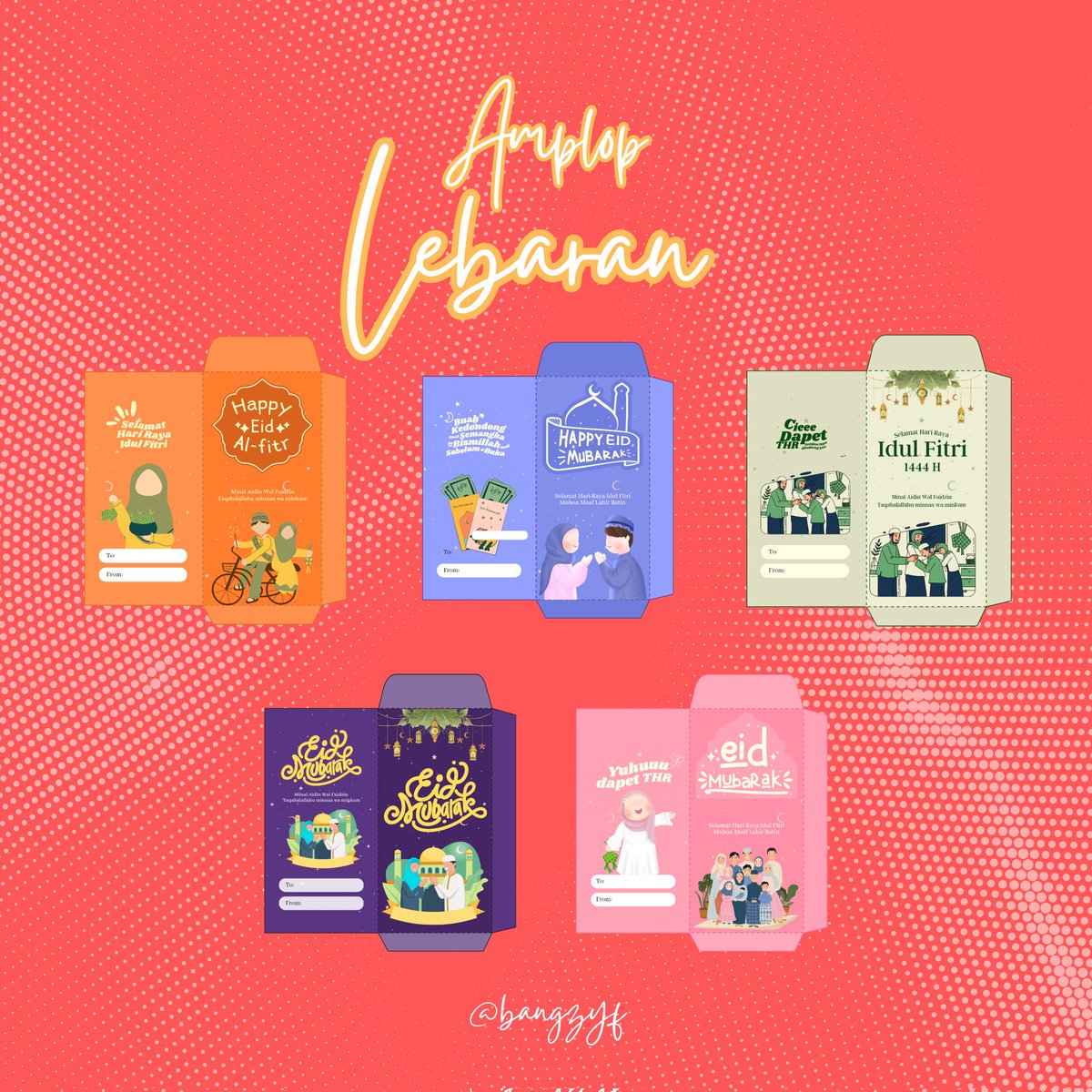 Bangzyf's tweet photo. Lebaran aja belom, eh design Amplop buat mersen bocah dah jadi, wkwk. *Maap itu yg biru kgk dicek lagi, tapi males ganti ywdh lah yaw biarkan saja. Tapi design aslinya kgk kek gitu kok, cmn pas di save jadi mlencong bgtu. https://t.co/lZSZsv2GuA