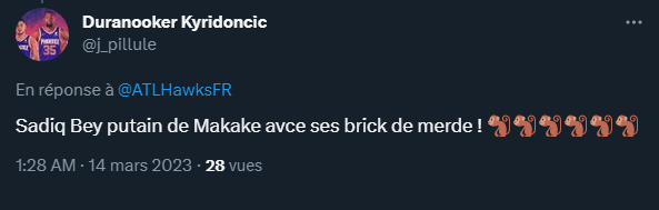 ATLHawksFR's tweet photo. Y'a rien de plus détestable que les parieurs qui perdent leur bet et viennent tenir ce genre de propos en commentaires. 🤬 https://t.co/it7QVHrdYy