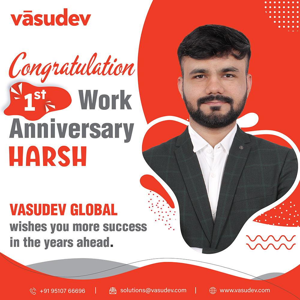 VasudevGlobal's tweet photo. Vasudev family wishes a Very Happy Work Anniversary to Harsh Thakkar.

#workanniversary #anniversary #congratulations #employeeappreciation #workcelebration #workfamily #yearanniversary #companyanniversary #companycelebration #workfun https://t.co/Sh7hMcZdft