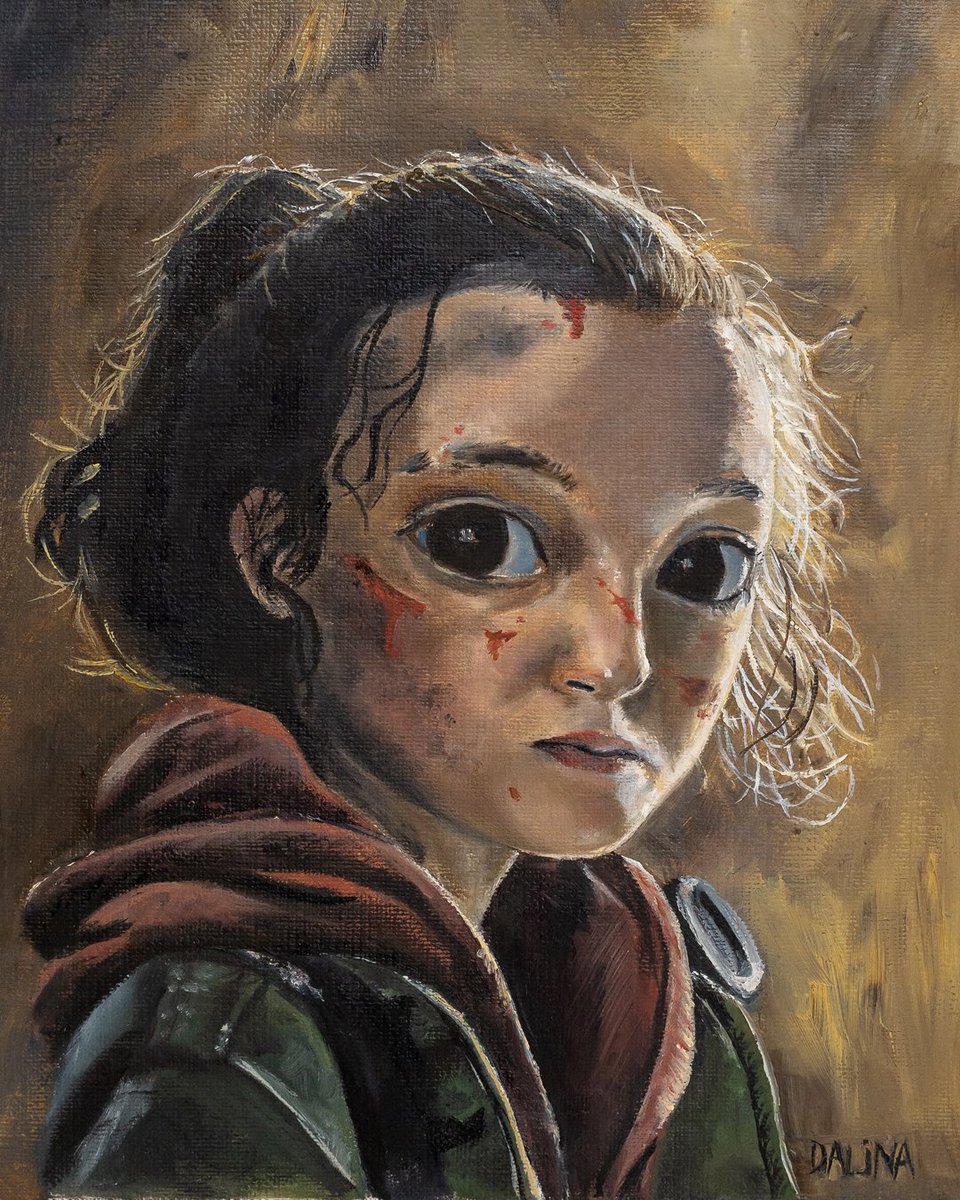 dddalina's tweet photo. Ellie, The Last Of Us. 
Oil painting #TheLastOfUs #elliewilliams #BellaRamsey #joeldidnothingwrong https://t.co/gA9L7u5COw