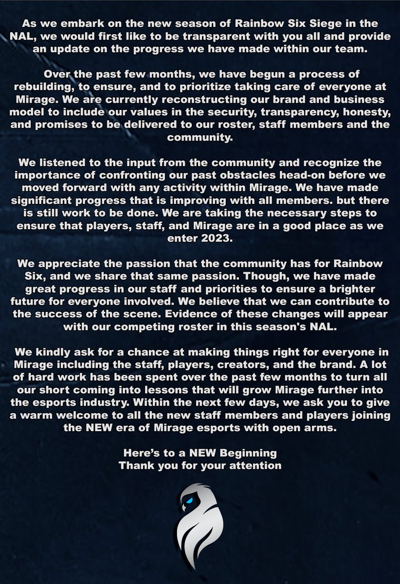 MirageSportE's tweet image. To the Rainbow Six Siege Community
