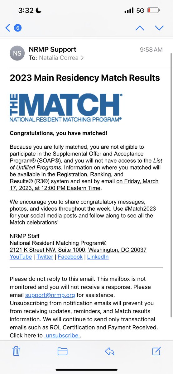 NataliaCorrea_4's tweet photo. MATCHED! Iโm going to be a general surgeon!๐ญ๐ฅน๐๐ผ God is so good! ๐คStill on cloud 9!๐ฅน
#Match2023 #Generalsurgerymatch #MatchWeek2023 #Matchweek #alatinxsurgeons @LatinoSurgery https://t.co/1N8ERcHySF