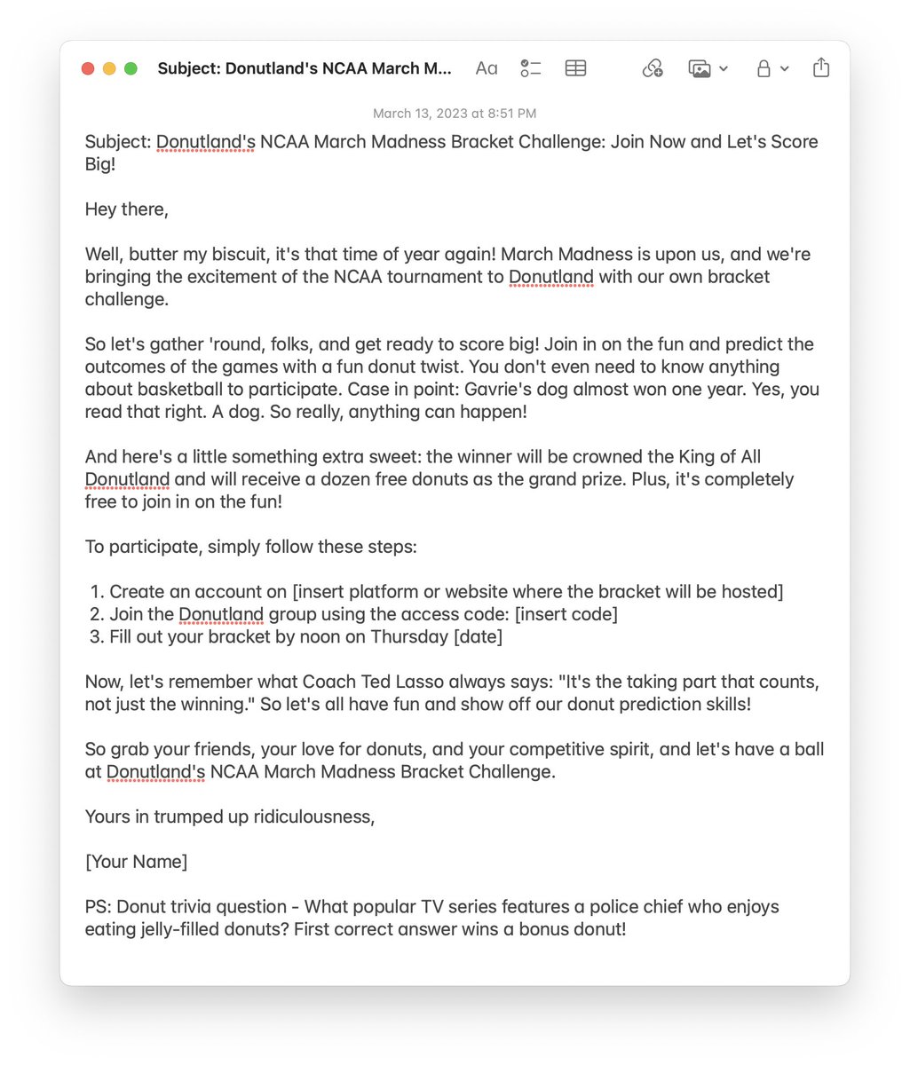 True Story: I told Chat GPT to write a Donutland email and got this.

bit.ly/donutland2023